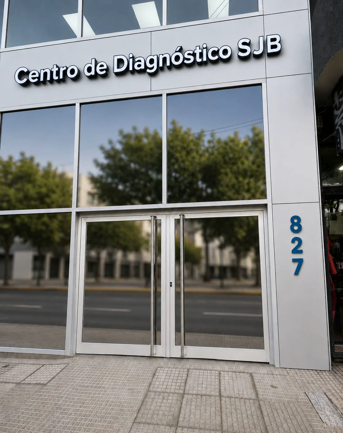 Fachada y puerta de acceso del Centro de Diagnóstico SJB